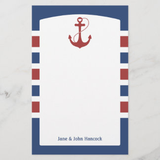 Papeterie Ancre nautique rouge et bleue