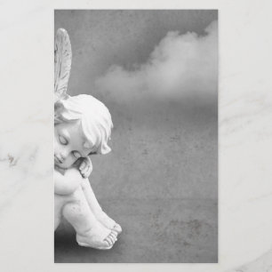 Papeterie Ange couché sur gris arrière - plan, art angéli