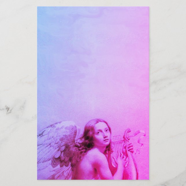 Papeterie ANGE JOUER LYRA SUR LES NUAGES Bleu rose (Devant)