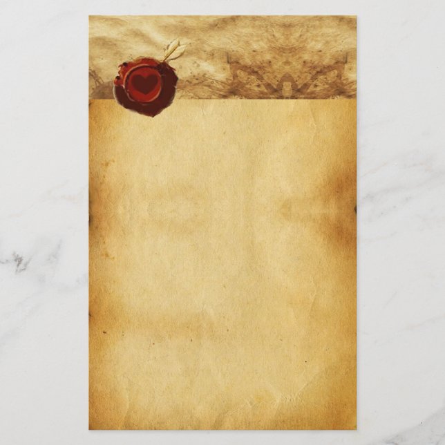 Papeterie ANGEL HEART RED WAX SEAL PARCHMENT Saint Valentin (Devant)