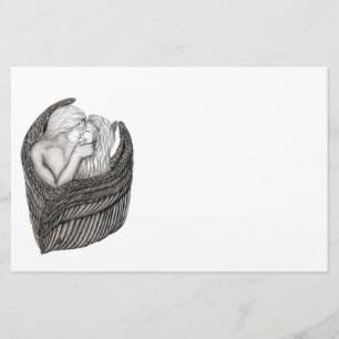 Papeterie Angels Kissing, noir et blanc Design