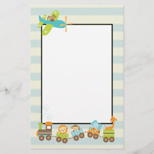 Papeterie Animal Toy Train et Doggy Avion sur Stripes