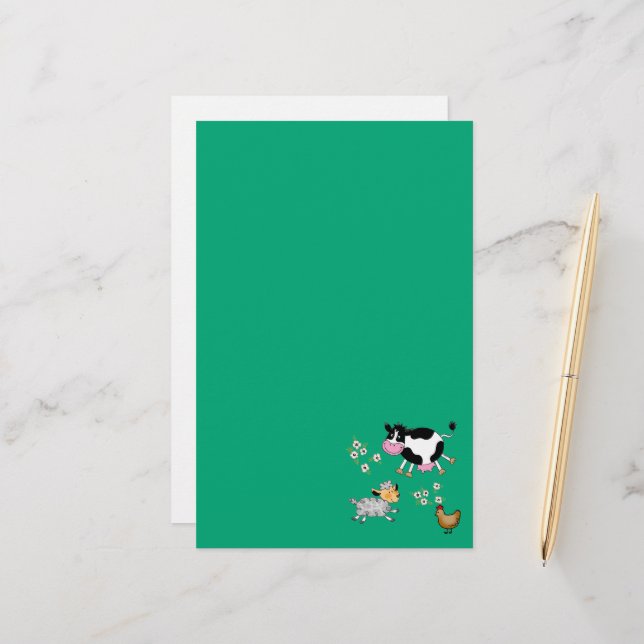 Papeterie animaux de ferme (Devant/Arrière en situation)
