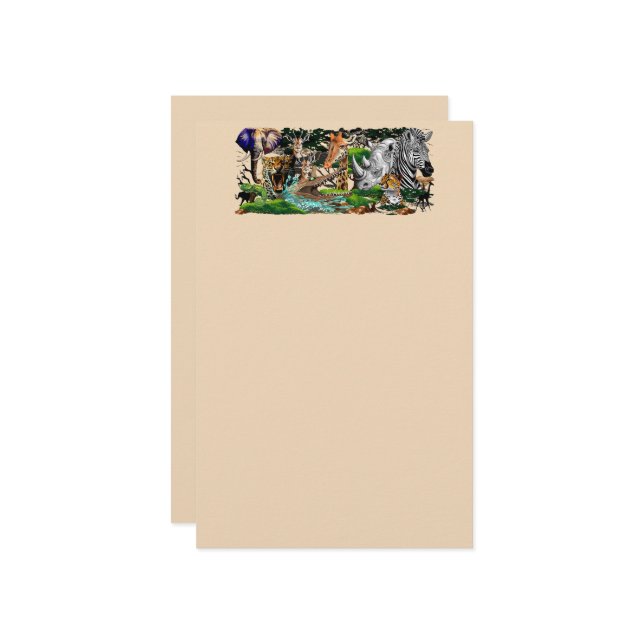 Papeterie Animaux sauvages de la Savane africaine (Devant/Arrière en situation)