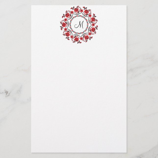 Papeterie Anneau rose Monogramme personnalisé initial (Devant)