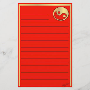 Papeterie Année chinoise rouge d'or de Yin Yang nouvelle