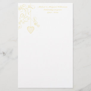 Papeterie Anniversaire du Mariage d'or du Coeur élégant
