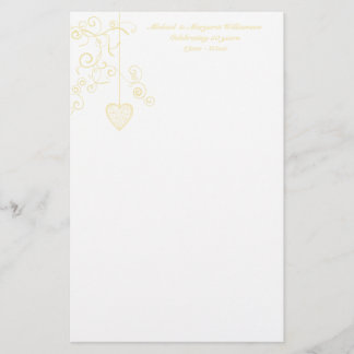 Papeterie Anniversaire du Mariage d'or du Coeur élégant