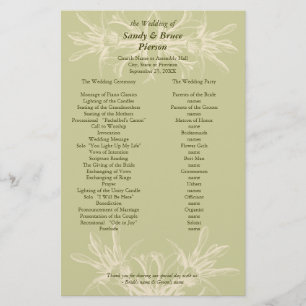 Papeterie Antique Olive Floral Wedding Programme