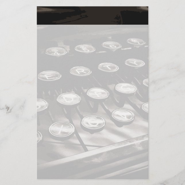 Papeterie Antique Touches de machine à écrire Noir Blanc (Devant)