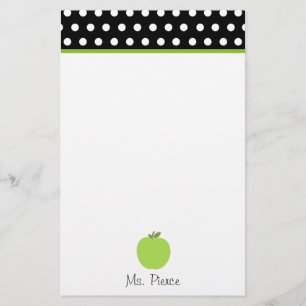 Papeterie Apple vert/noir avec le pois blanc