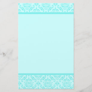 Papeterie Aqua Blue Turquoise Damask