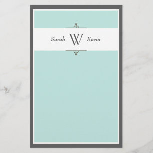 Papeterie Aqua & Grey Monogram
