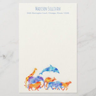Papeterie Aquarelle Animaux sauvages qui courent ensemble