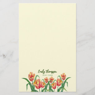 Papeterie Aquarelle Art Floral Tulipes Perroquet Jaunes
