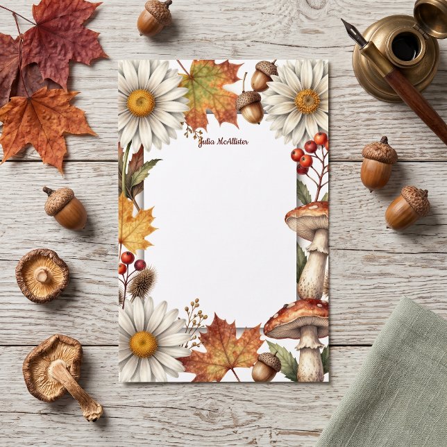 Papeterie Aquarelle automnale champignon de daisy florale de (Créateur téléchargé)