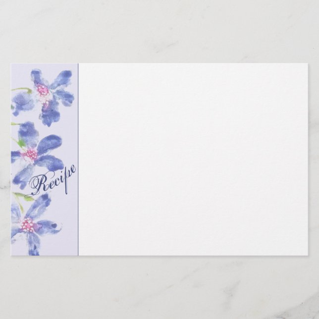 Papeterie Aquarelle bleue Floral (Devant)