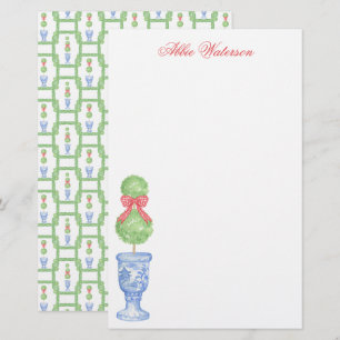 Papeterie Aquarelle Chinoiserie Christmas Bow Topiary