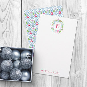 Papeterie Aquarelle Chinoiserie Ginger Jar Monogram Crest