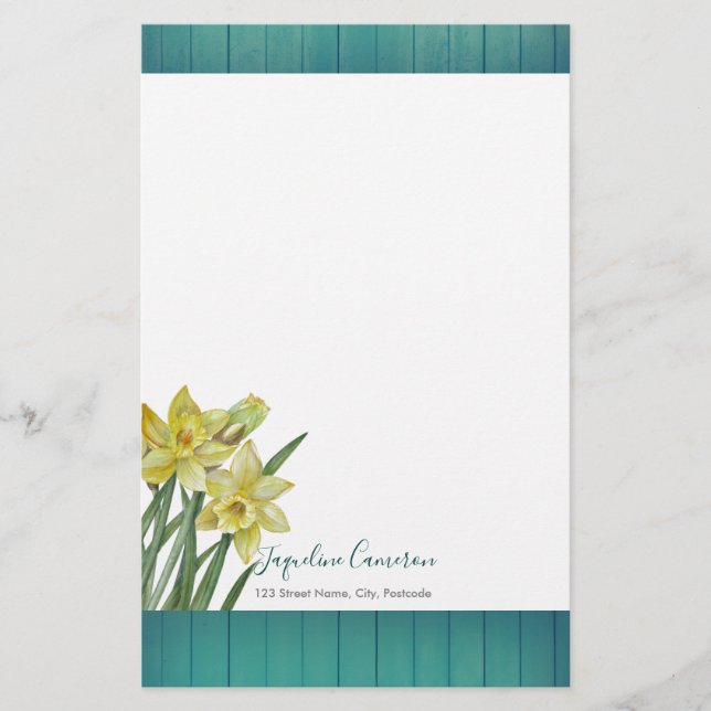 Papeterie Aquarelle Daffodiles Illustration botanique (Devant)