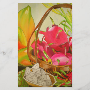 Papeterie Aquarelle de fruits tropicaux art original vie mor