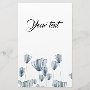 Papeterie Aquarelle des fleurs bleues