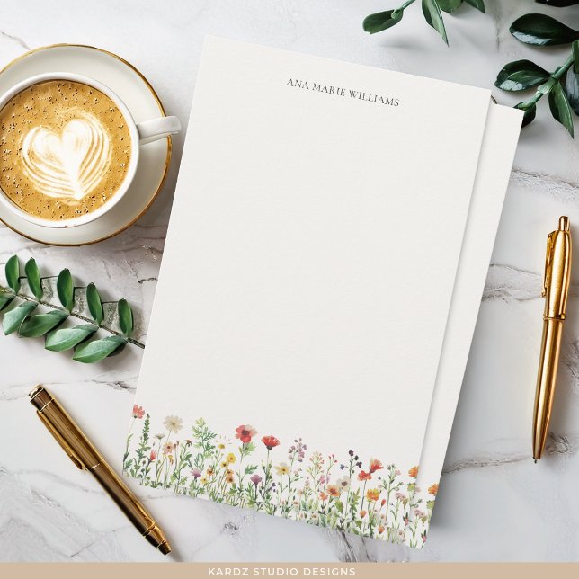 Papeterie Aquarelle Floral Élégant Chic (Sheets are shown in 8.5 x 5.5 inches on thin matte paper. Buy 10 sheets or more.)
