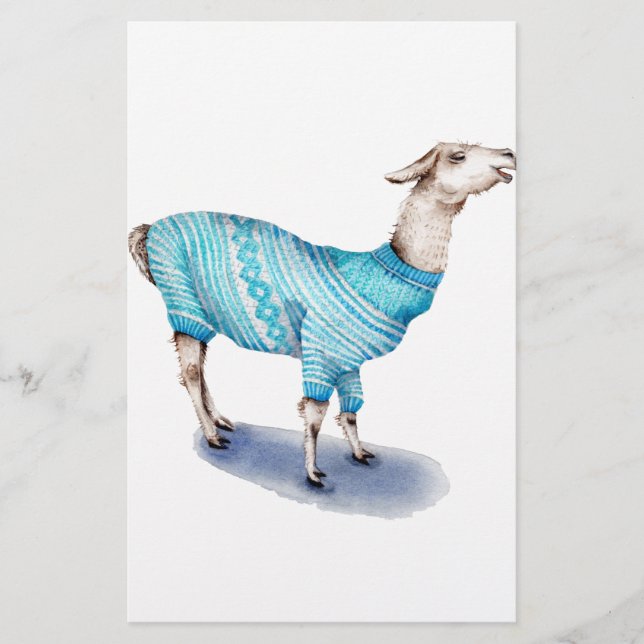 Papeterie Aquarelle Llama en bleu Sweat (Devant)