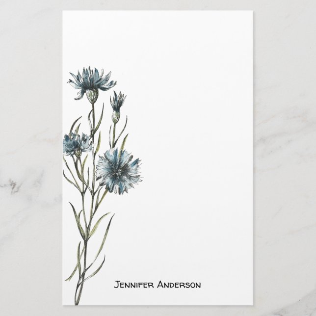 Papeterie Aquarelle Moderne Fleur de Floral de Verdure (Devant)