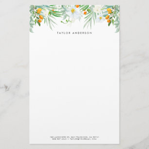 Papeterie Aquarelle Orchidées blanches et Kumquats personnal