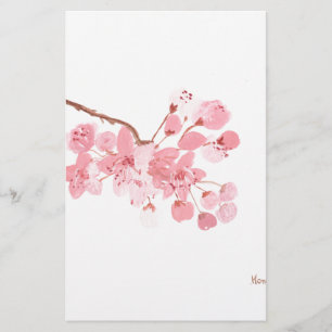 Papeterie Aquarelle originale de la fleur de cerisier