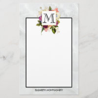 Aquarelle rose moderne Bouquet floral Monogramme
