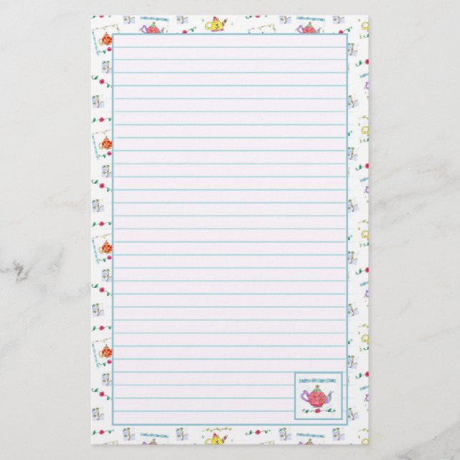 Papeterie Aquarelle rouge Teapot Bleu Linté (Devant)