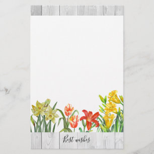 Papeterie Aquarelle rustique Fleurs de printemps Art Floral