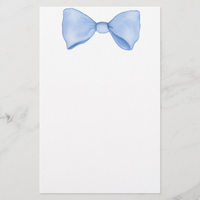 Papeterie Aquarelle simple Bébé Bleu Bow (Devant)