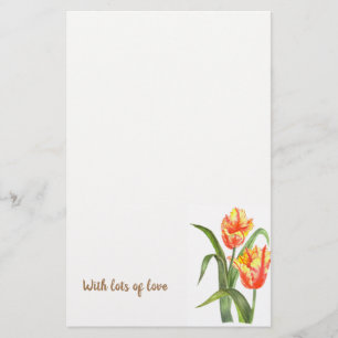 Papeterie Aquarelle Tulipes de perroquet jaune Art floral