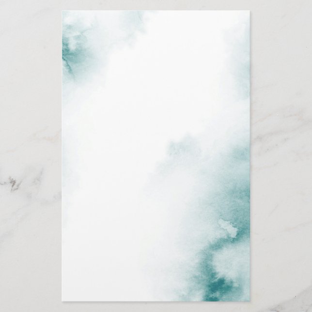 Papeterie Aquarelle Turquoise douce Cadre Abstrait (Devant)