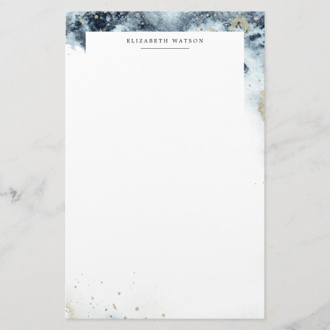 Papeterie Aquarelle Vagues et sable Monogramme Papier (Devant)