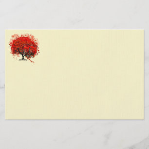 Papeterie Arbre à feuilles en forme de cœur rouge rustique t