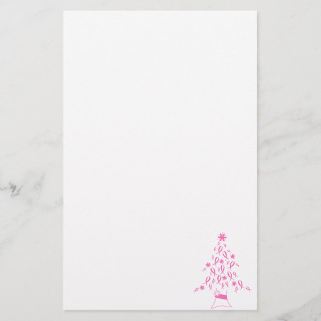 Papeterie Arbre de Noël avec rubans Cancer du sein (Devant)