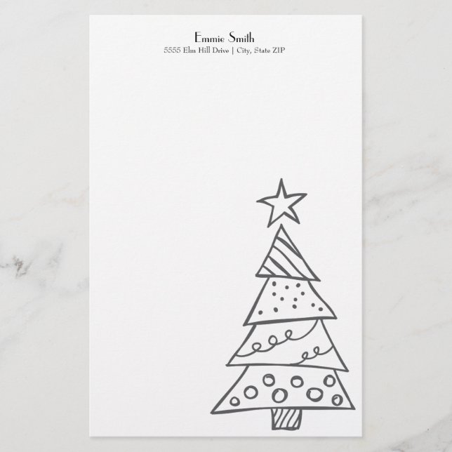 Papeterie Arbre de Noël blanc simple personnalisé (Devant)