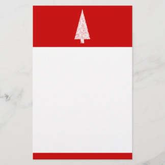 Papeterie Arbre de Noël blanc. Sur le rouge. Moderne