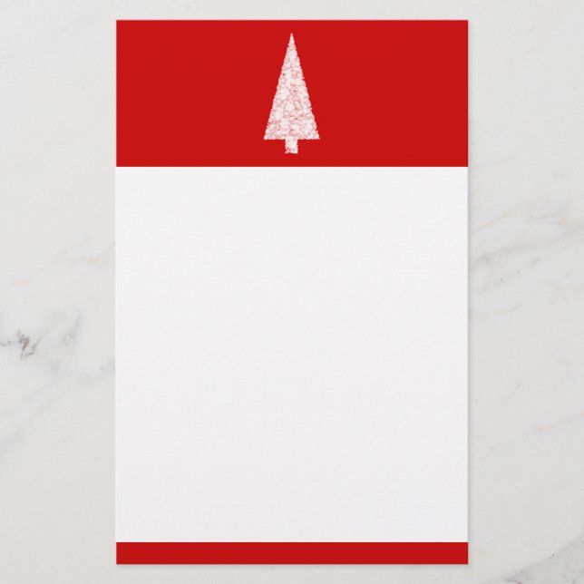 Papeterie Arbre de Noël blanc. Sur le rouge. Moderne (Devant)