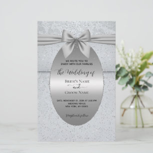 Papeterie Argent Vintage avec Faire-part de mariage Bow