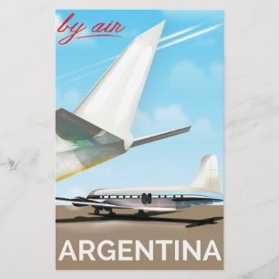 Papeterie Argentine affiche de vol vintage "By Air"
