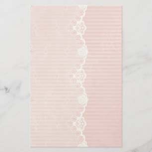 Papeterie Arrière - plan rose et blanc avec la dentelle