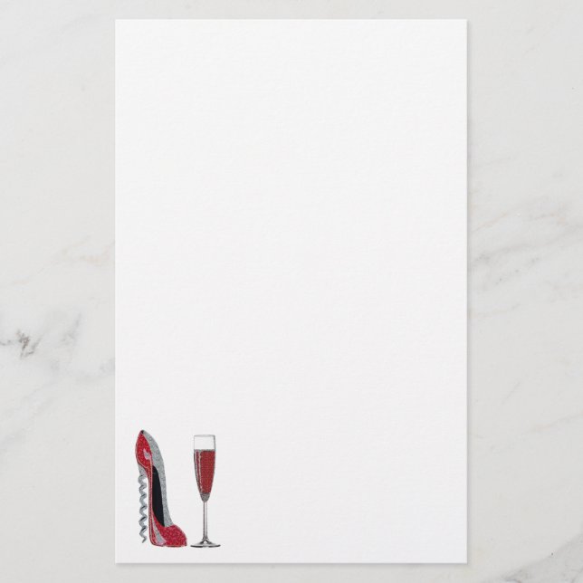 Papeterie Art de stylet rouge de tire-bouchon et de vin (Devant)