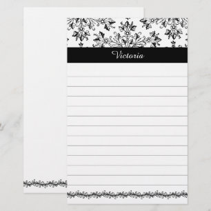 Papeterie Art floral personnalisé en damas vintage 5,5" x 8,