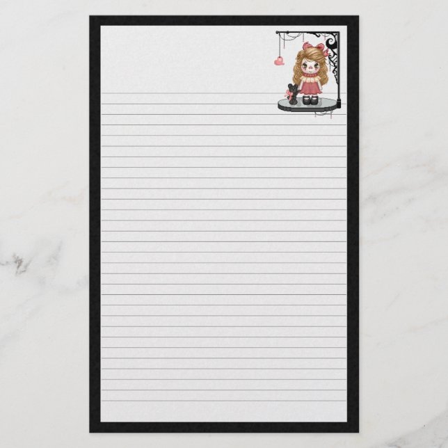 Papeterie Art gothique rose de pixel de poupée d'amour (Devant)