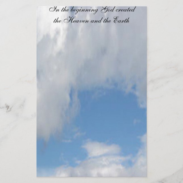 Papeterie Au début Dieu créé…. Nuage (Devant)